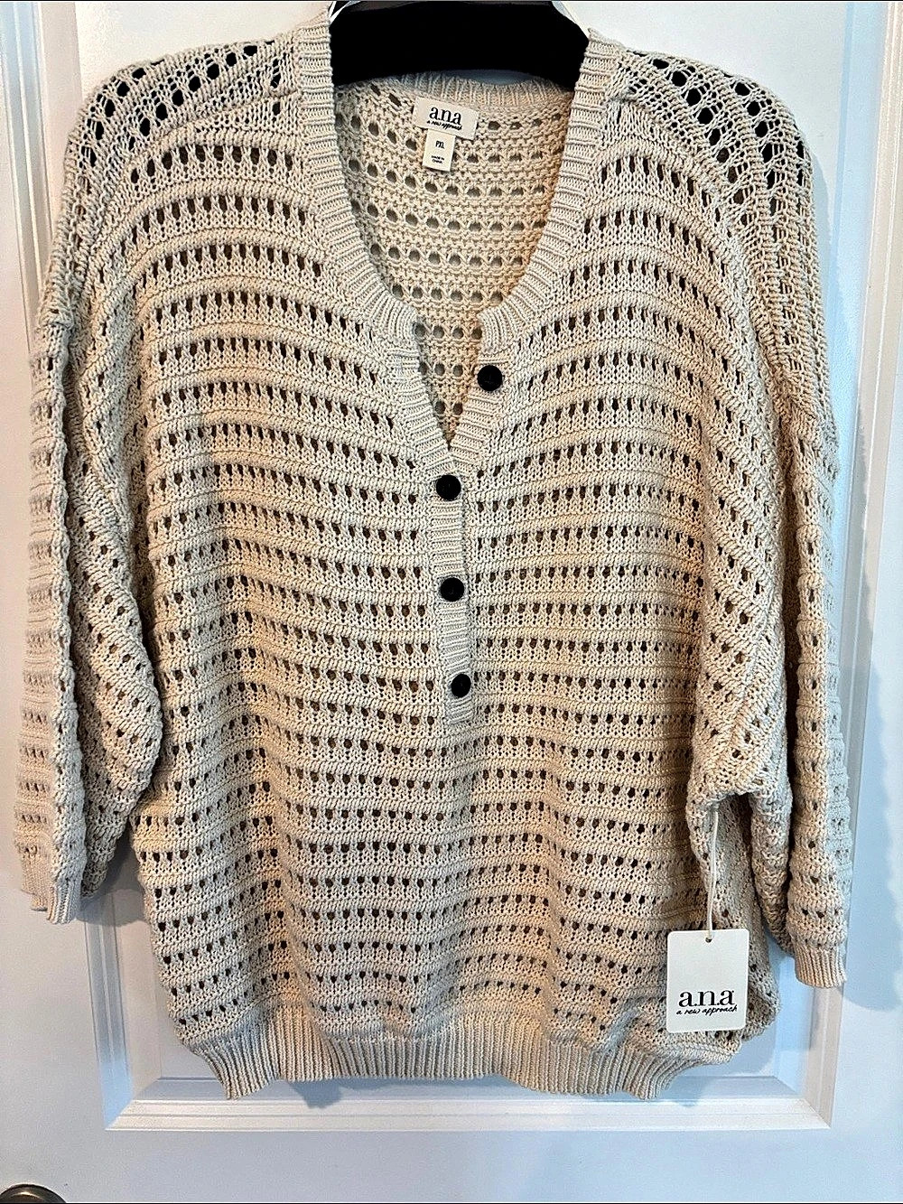 ana Cotton Cardigan in Cream Size Large NWT